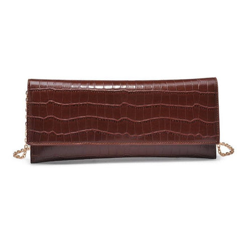 Croc Envelope Clutch - Chocolate