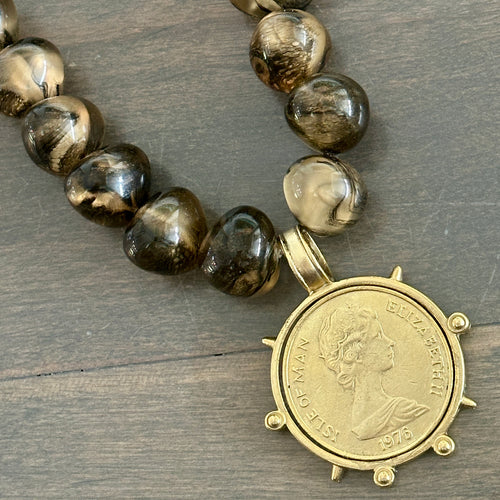 Vintage Bead Coin Necklace