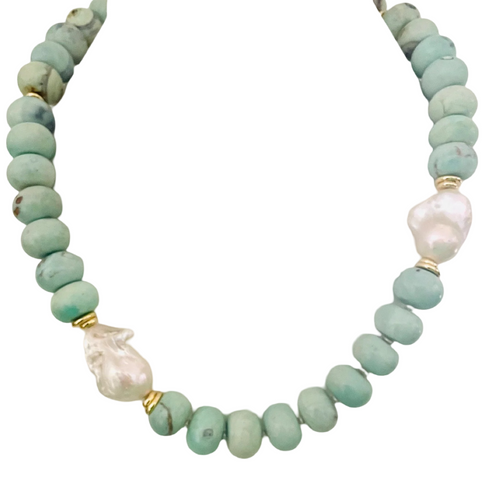 Amazonite & Pearl Collar