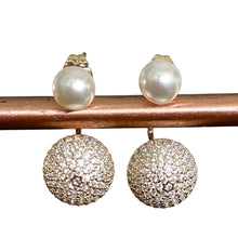 Pave Pearl Front & Back Earring