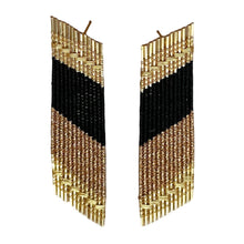 Beaded Colorblocked Statement Stud - Gold & Black