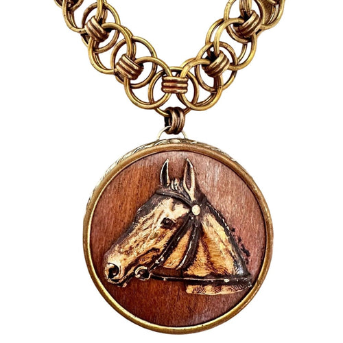 Vintage Horse Brooch Necklace