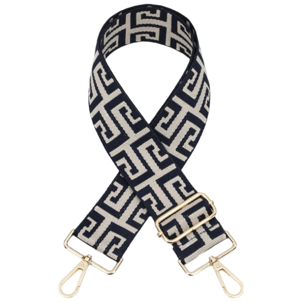 Crossbody Strap - Greek Key (Navy)