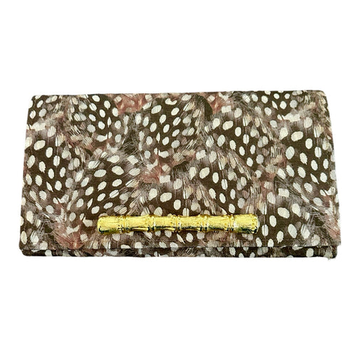 Vintage Textile Clutch - Brown Feather