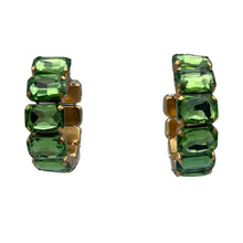 Emerald Cut Crystal Hoop - Peridot