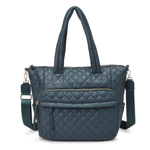 Quilted Nylon Tote - Green