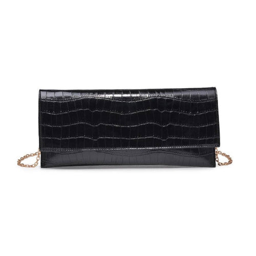 Croc Envelope Clutch - Black