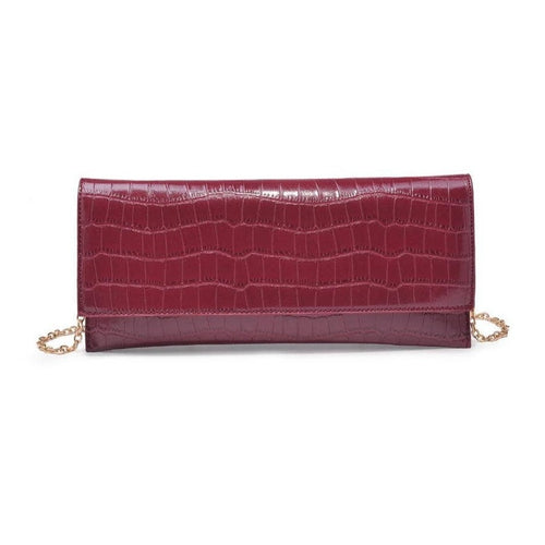 Croc Envelope Clutch - Wine